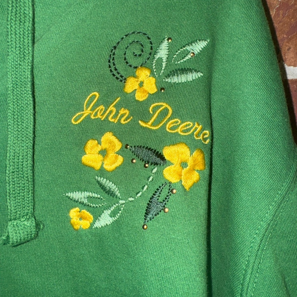 Ladies John Deere full zip green hoodie Large - Picture 4 of 7